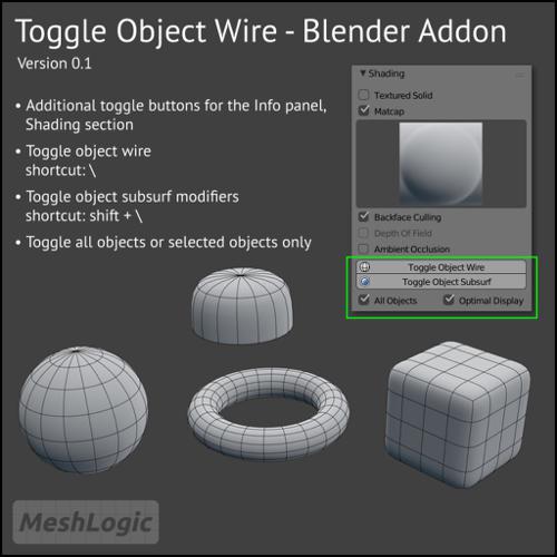 Toggle Object Wire - Blender Addon preview image
